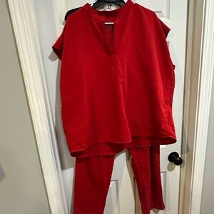 Figs Red Women's Pants & Jumpsuit Set